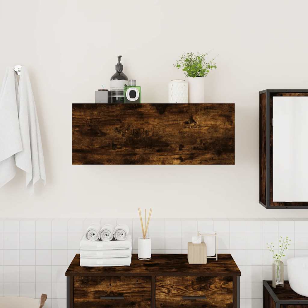 Bathroom Wall Cabinet Smoked Oak 80x25x30 cm Engineered Wood