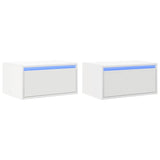 Wall-mounted Bedside Cabinets with LED Lights 2 pcs White