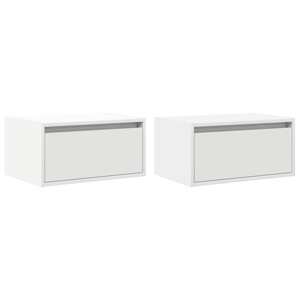 Wall-mounted Bedside Cabinets with LED Lights 2 pcs White