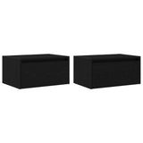 Wall-mounted Bedside Cabinets with LED Lights 2 pcs Black Oak