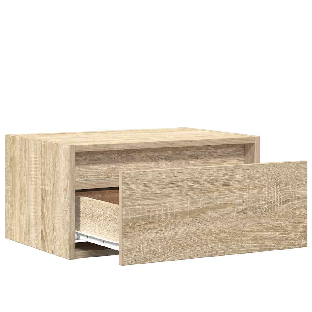 Wall-mounted Bedside Cabinets with LED Lights 2 pcs Sonoma Oak