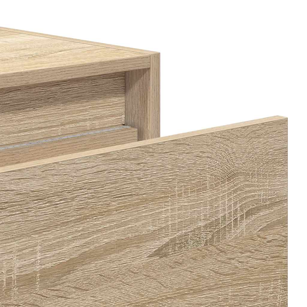 Wall-mounted Bedside Cabinets with LED Lights 2 pcs Sonoma Oak