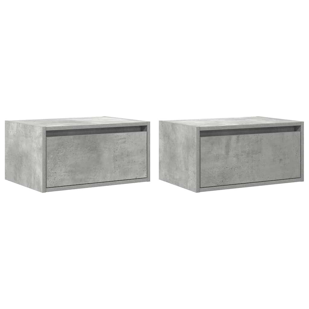 Wall-mounted Bedside Cabinets with LED Lights 2 pcs Concrete Grey