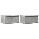 Wall-mounted Bedside Cabinets with LED Lights 2 pcs Concrete Grey