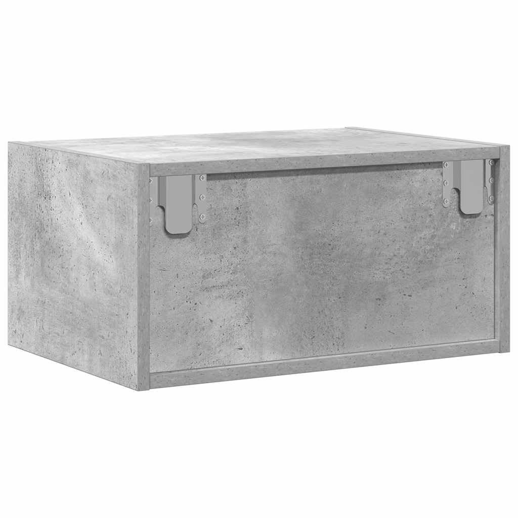 Wall-mounted Bedside Cabinets with LED Lights 2 pcs Concrete Grey