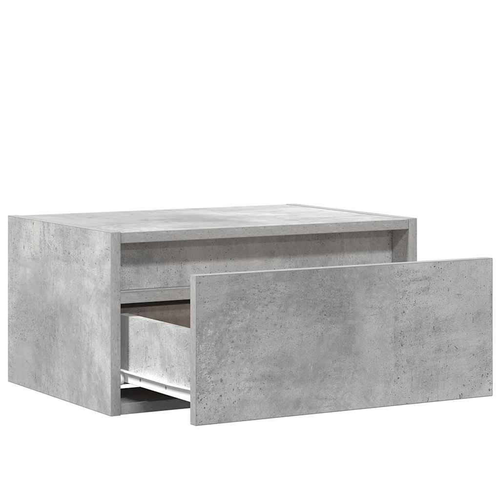 Wall-mounted Bedside Cabinets with LED Lights 2 pcs Concrete Grey