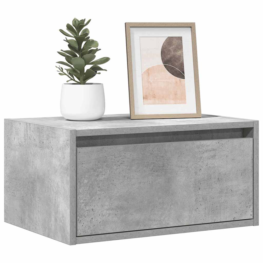 Wall-mounted Bedside Cabinets with LED Lights 2 pcs Concrete Grey