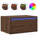 Wall-mounted Bedside Cabinet with LED Lights Brown Oak