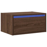 Wall-mounted Bedside Cabinet with LED Lights Brown Oak