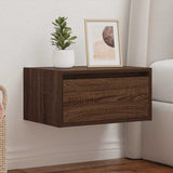 Wall-mounted Bedside Cabinet with LED Lights Brown Oak