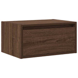 Wall-mounted Bedside Cabinet with LED Lights Brown Oak