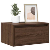 Wall-mounted Bedside Cabinet with LED Lights Brown Oak