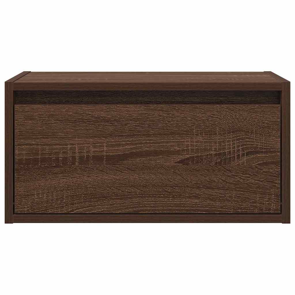 Wall-mounted Bedside Cabinets with LED Lights 2 pcs Brown Oak