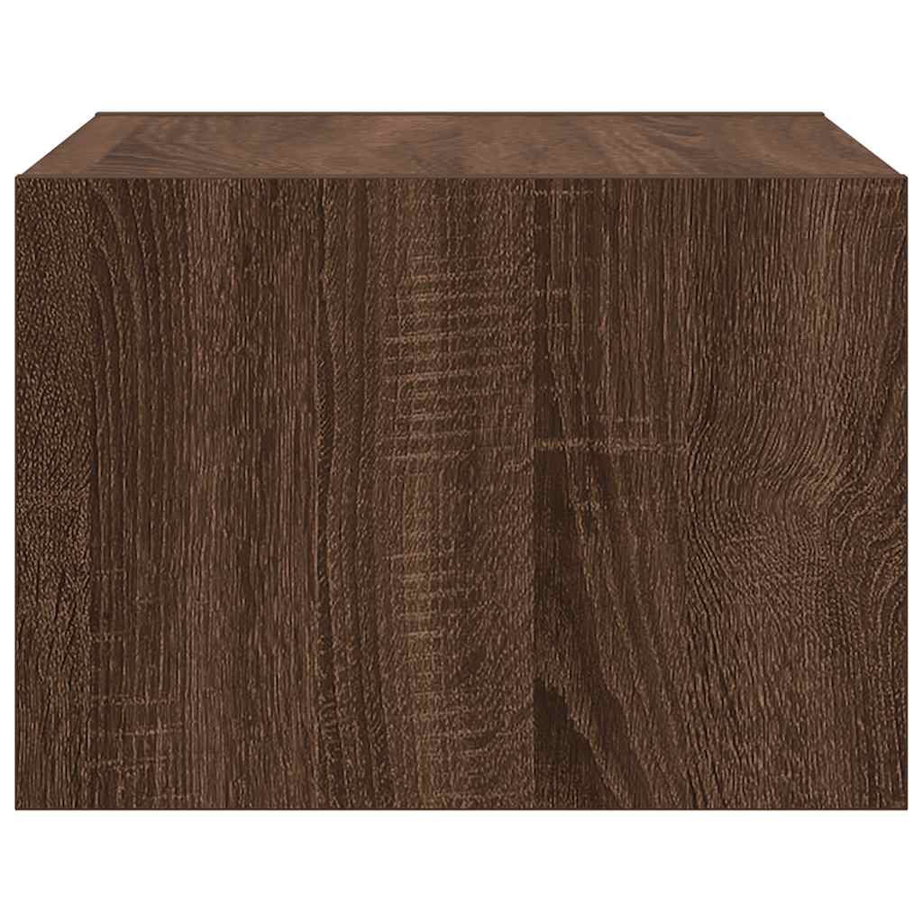 Wall-mounted Bedside Cabinets with LED Lights 2 pcs Brown Oak