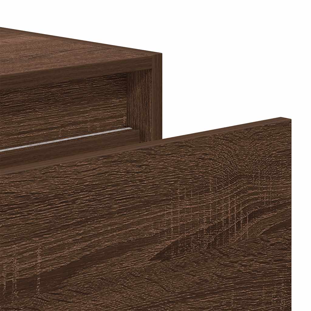 Wall-mounted Bedside Cabinets with LED Lights 2 pcs Brown Oak