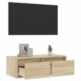 TV Cabinet with LED Lights Sonoma Oak 75x35.5x25 cm