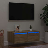 TV Cabinet with LED Lights Sonoma Oak 75x35.5x25 cm