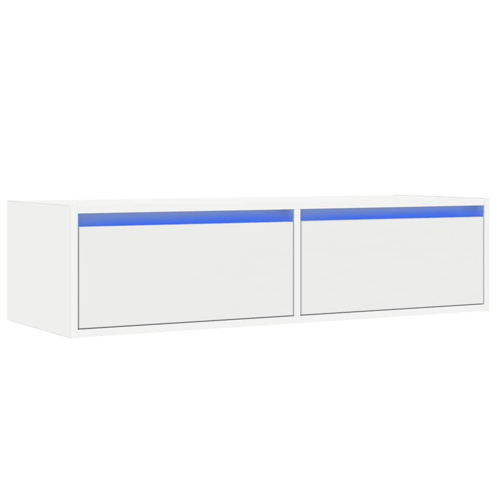 TV Cabinet with LED Lights White 100X35.5x25 cm