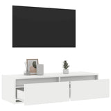 TV Cabinet with LED Lights White 100X35.5x25 cm