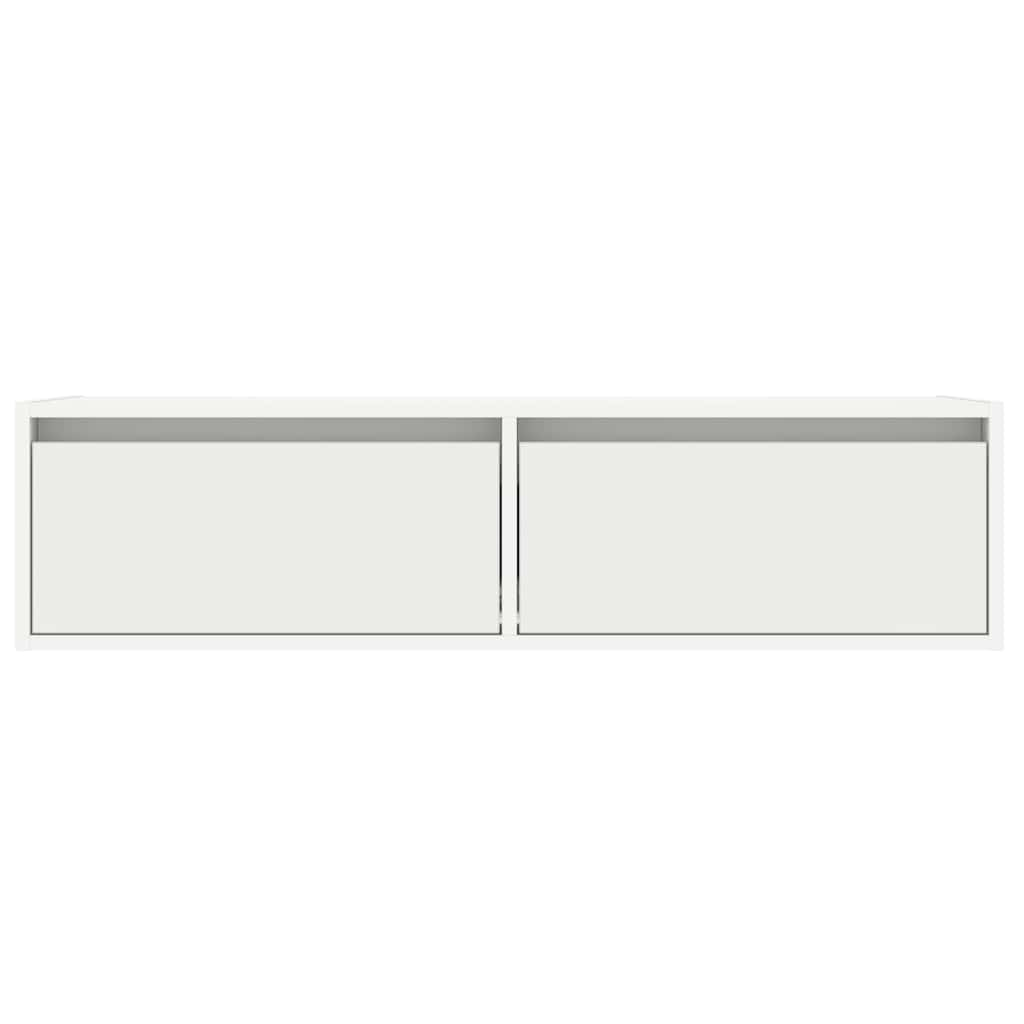 TV Cabinet with LED Lights White 100X35.5x25 cm