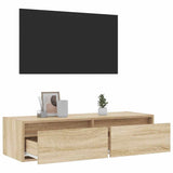 TV Cabinet with LED Lights Sonoma Oak 100X35.5x25 cm