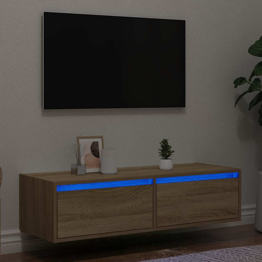 TV Cabinet with LED Lights Sonoma Oak 100X35.5x25 cm