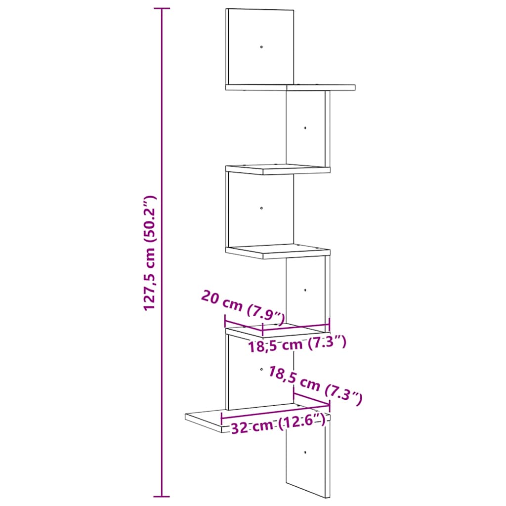 Wall Corner Shelf White 32x32x127,5 cm Engineered Wood