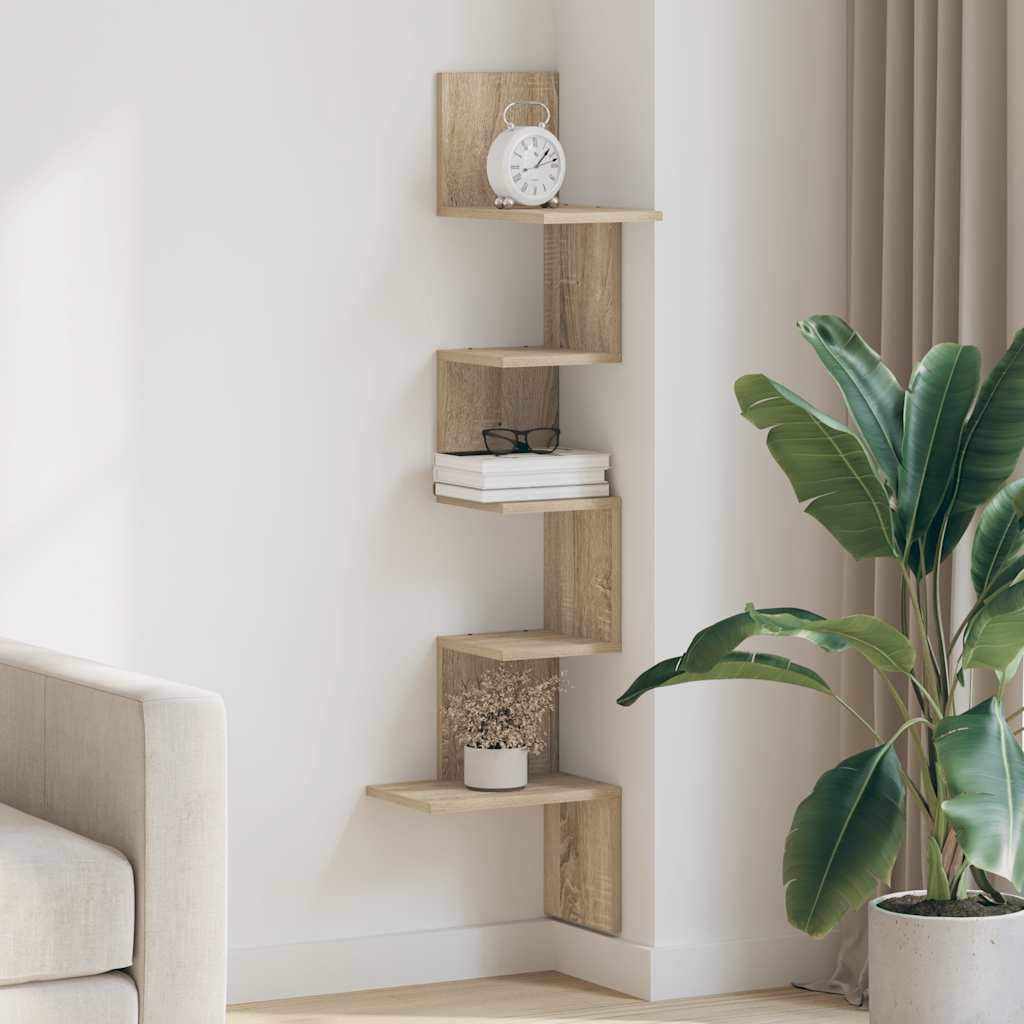 Wall Corner Shelf Sonoma Oak 32x32x127,5 cm Engineered Wood