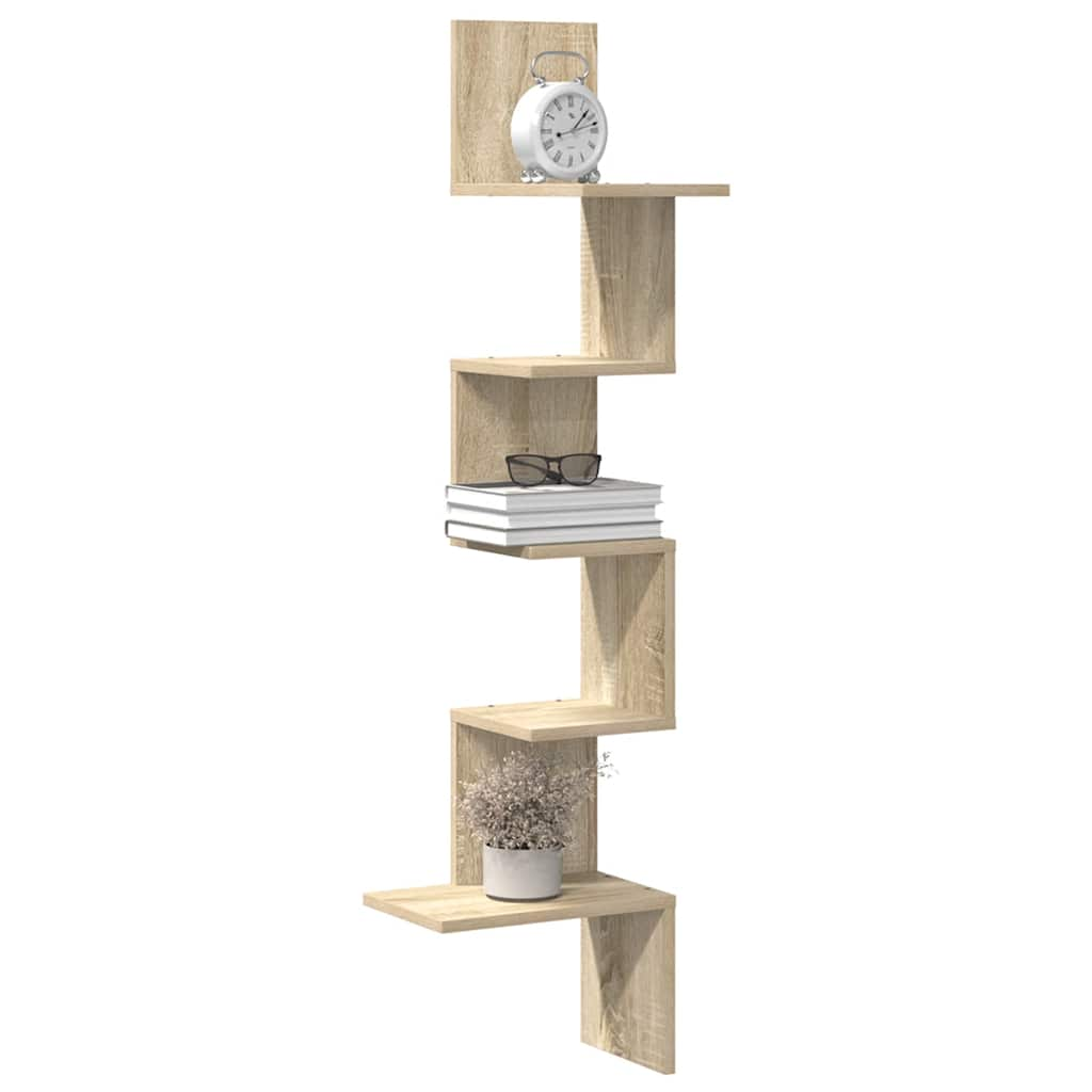 Wall Corner Shelf Sonoma Oak 32x32x127,5 cm Engineered Wood