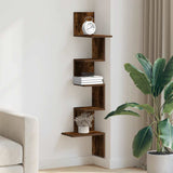 Wall Corner Shelf Smoked Oak 32x32x127,5 cm Engineered Wood