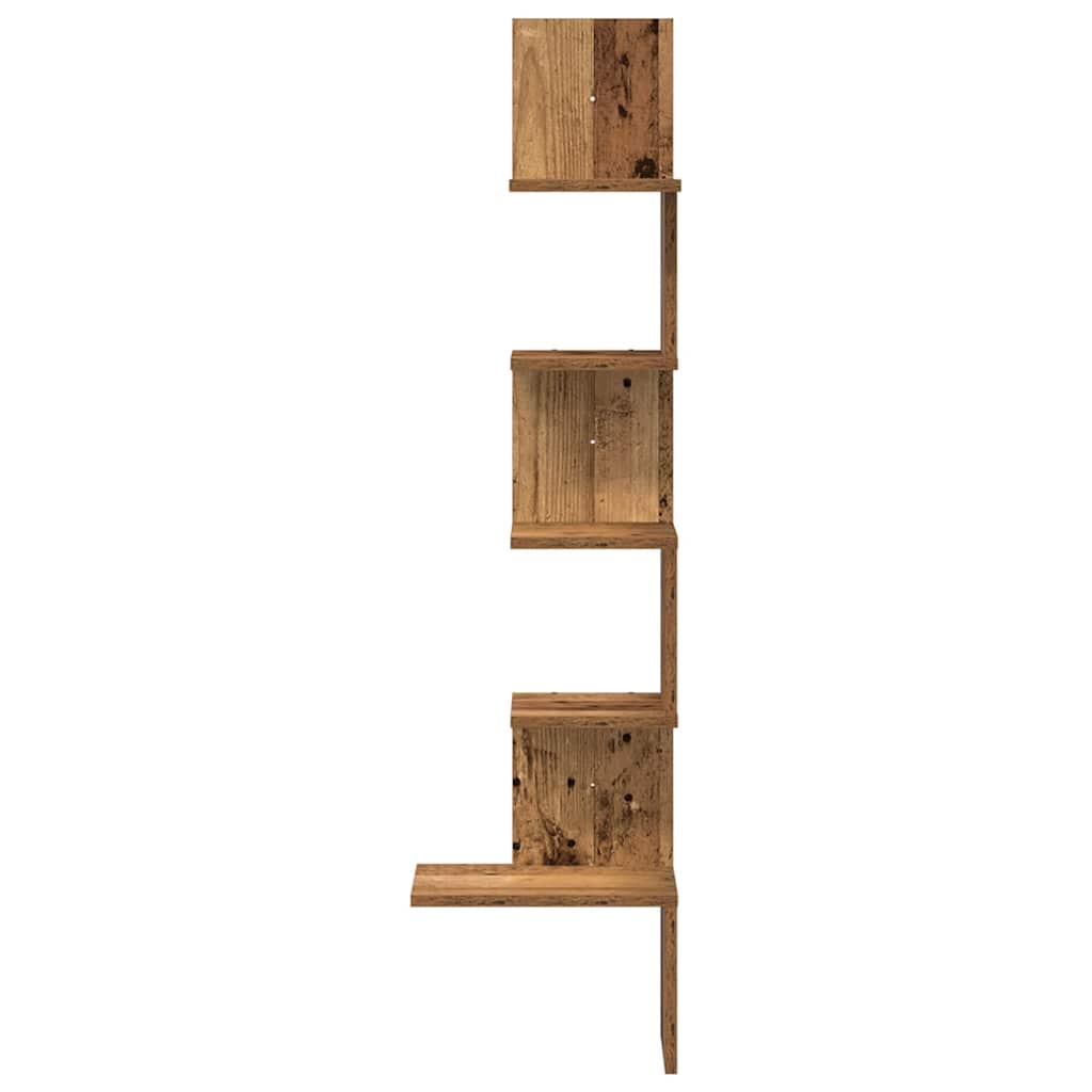 Wall Corner Shelf Old Wood 32x32x127,5 cm Engineered Wood