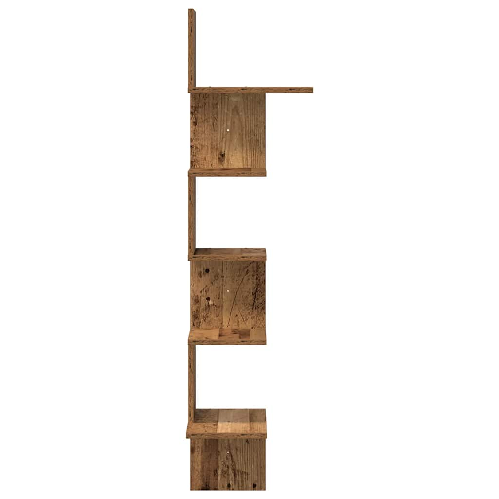 Wall Corner Shelf Old Wood 32x32x127,5 cm Engineered Wood