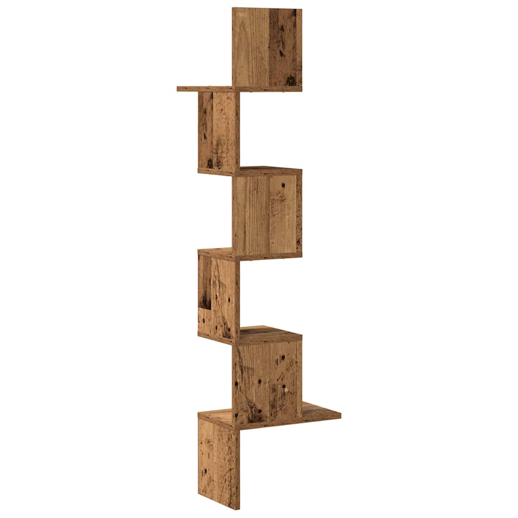 Wall Corner Shelf Old Wood 32x32x127,5 cm Engineered Wood