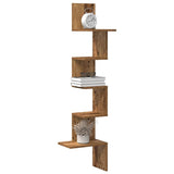 Wall Corner Shelf Old Wood 32x32x127,5 cm Engineered Wood