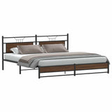 Metal Bed Frame without Mattress Brown Oak 200x200 cm