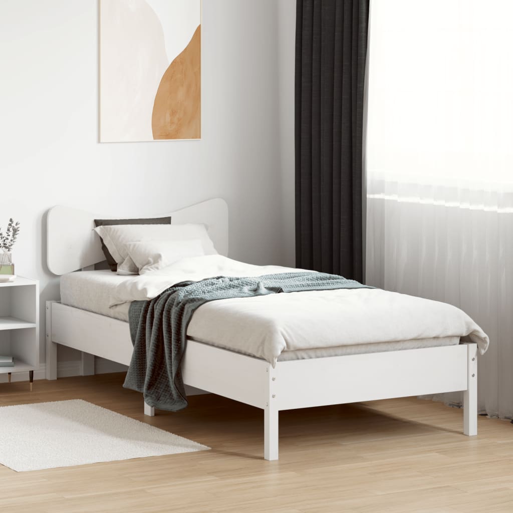 Bed Frame without Mattress White 75x190 cm Small Single Solid Wood Pine