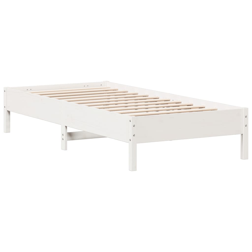 Bed Frame without Mattress White 75x190 cm Small Single Solid Wood Pine