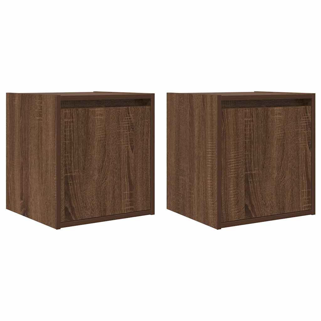 Wall-Mounted Bedside Cabinets 2 pcs Brown Oak 38x34x40 cm