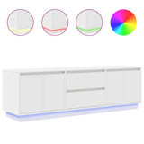 TV Cabinet with LED Lights White 160.5x41x50 cm