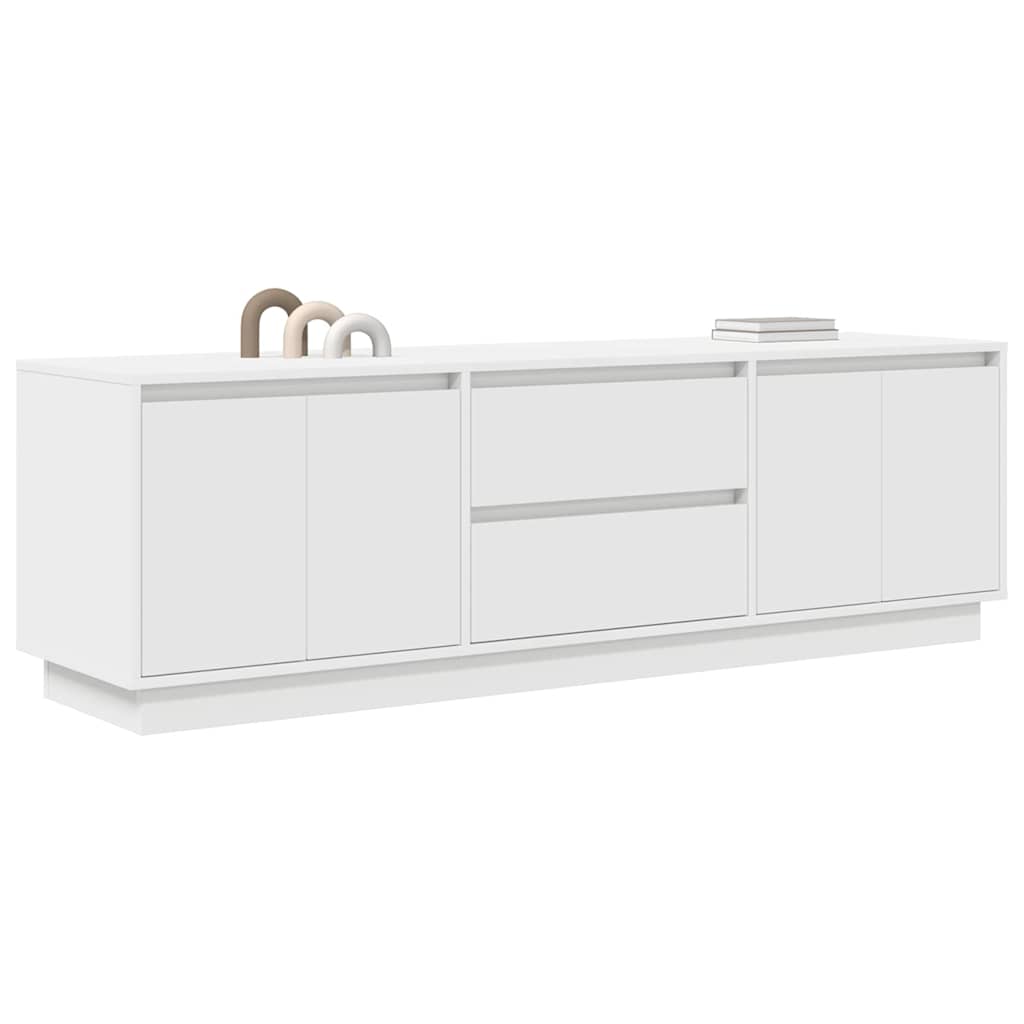 TV Cabinet with LED Lights White 160.5x41x50 cm