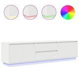 TV Cabinet with LED Lights White 193.5x41x50 cm