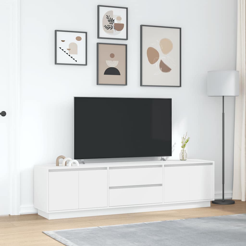 TV Cabinet with LED Lights White 193.5x41x50 cm