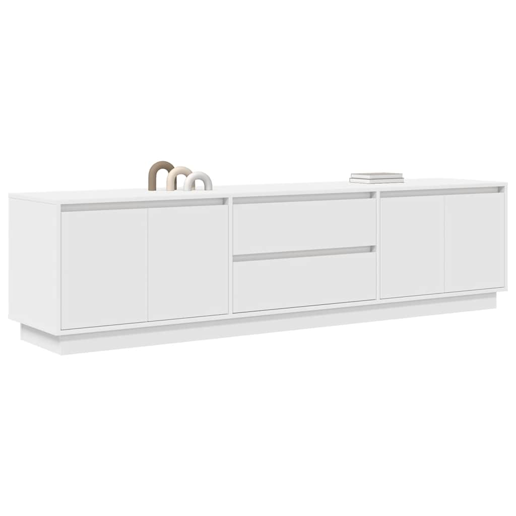 TV Cabinet with LED Lights White 193.5x41x50 cm