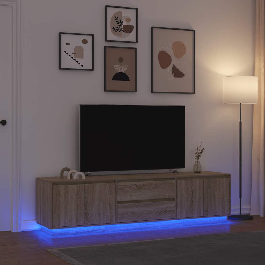 TV Cabinet with LED Lights Sonoma Oak 193.5x41x50 cm