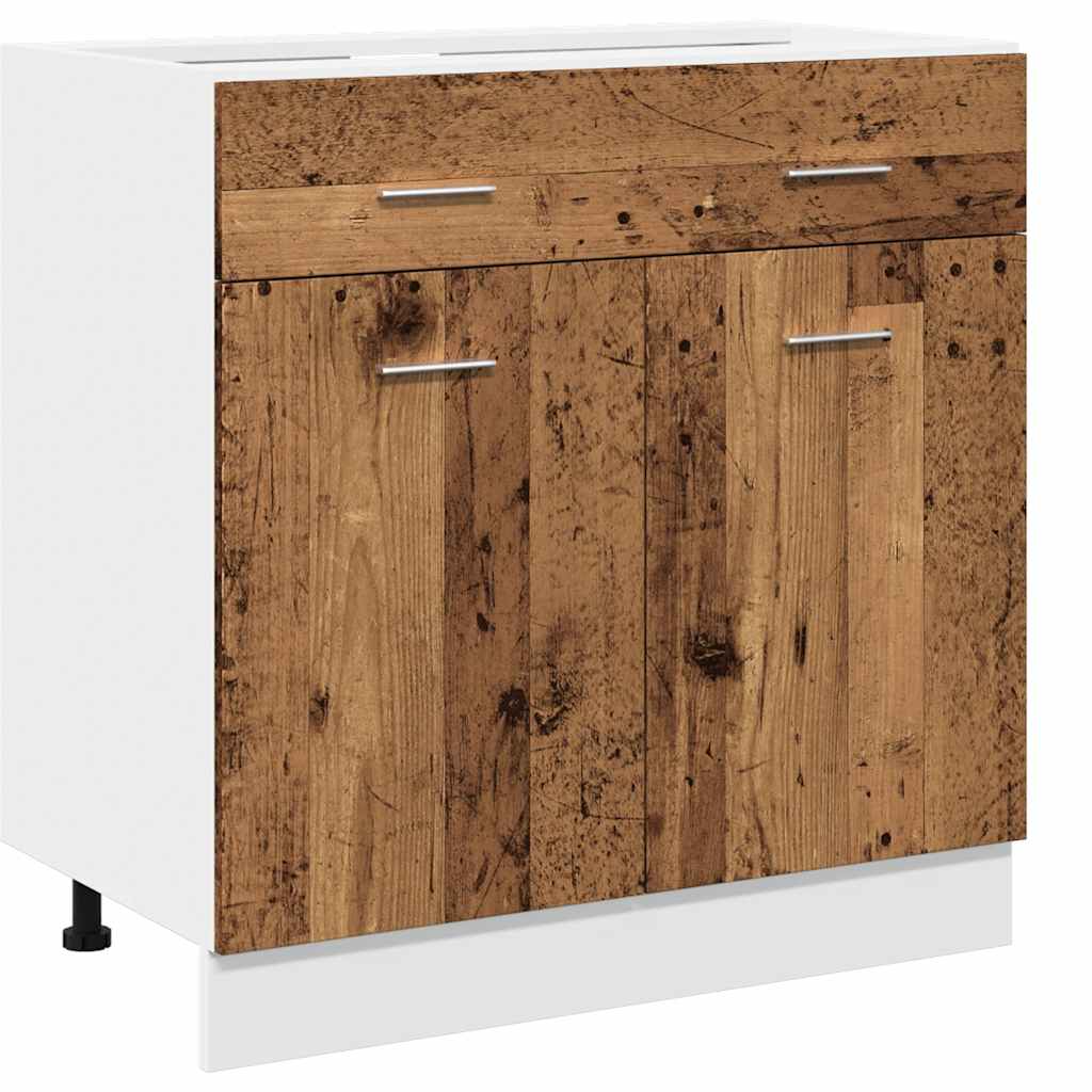 7 Piece Kitchen Cabinet Set Old Wood Engineered Wood