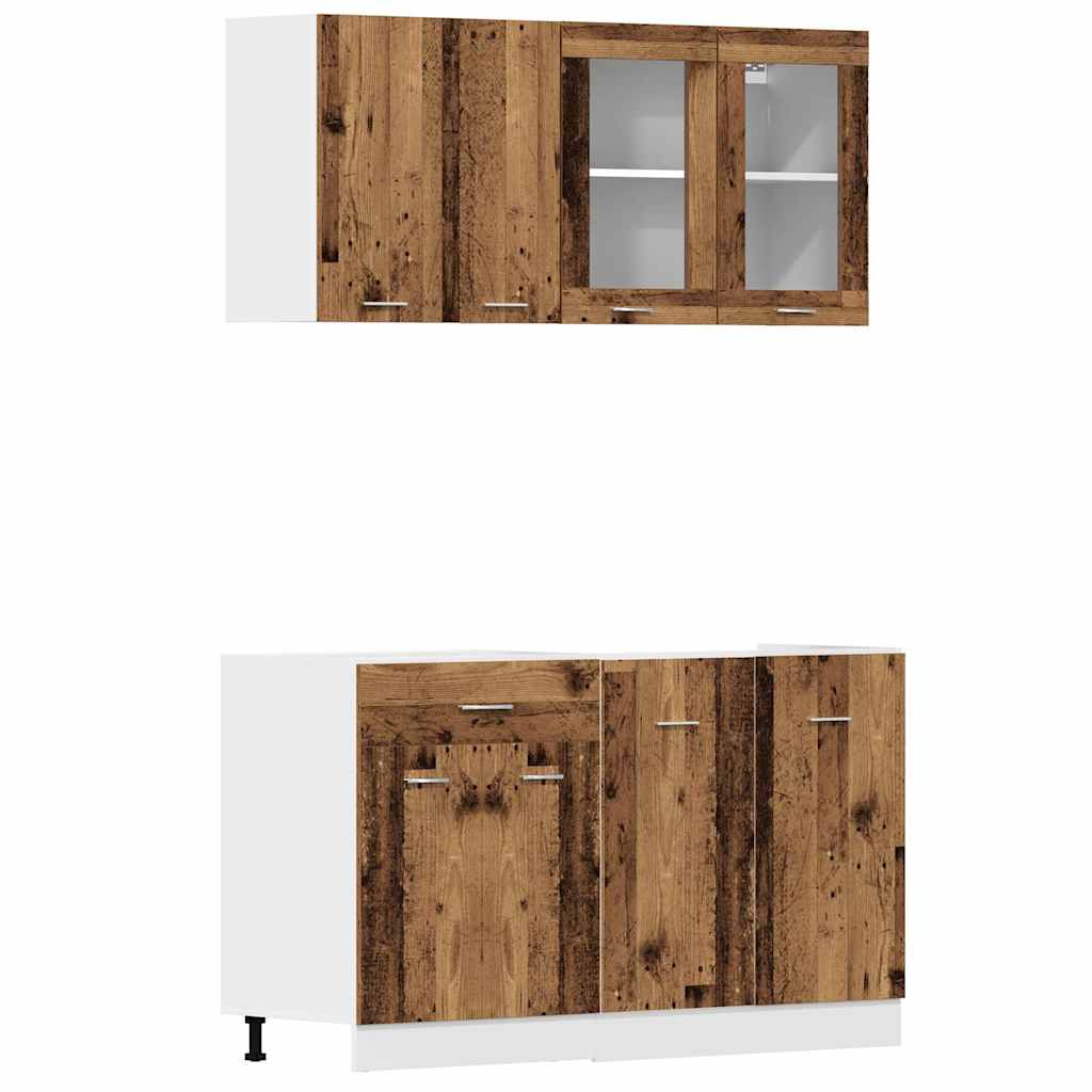 4 Piece Kitchen Cabinet Set Old Wood Engineered Wood