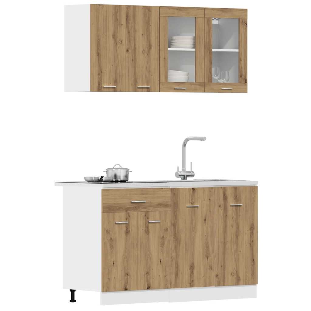 4 Piece Kitchen Cabinet Set Artisan Oak Engineered Wood