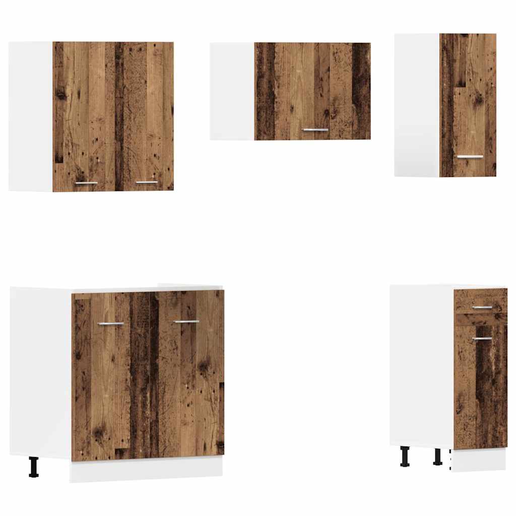 11 Piece Kitchen Cabinet Set Old Wood Engineered Wood