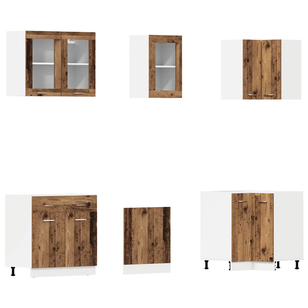 11 Piece Kitchen Cabinet Set Old Wood Engineered Wood