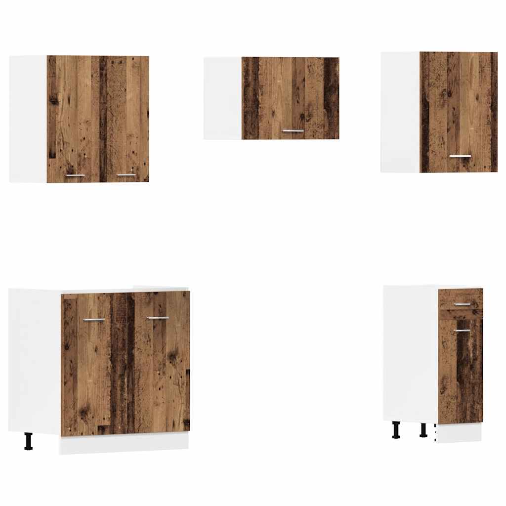 11 Piece Kitchen Cabinet Set Old Wood Engineered Wood